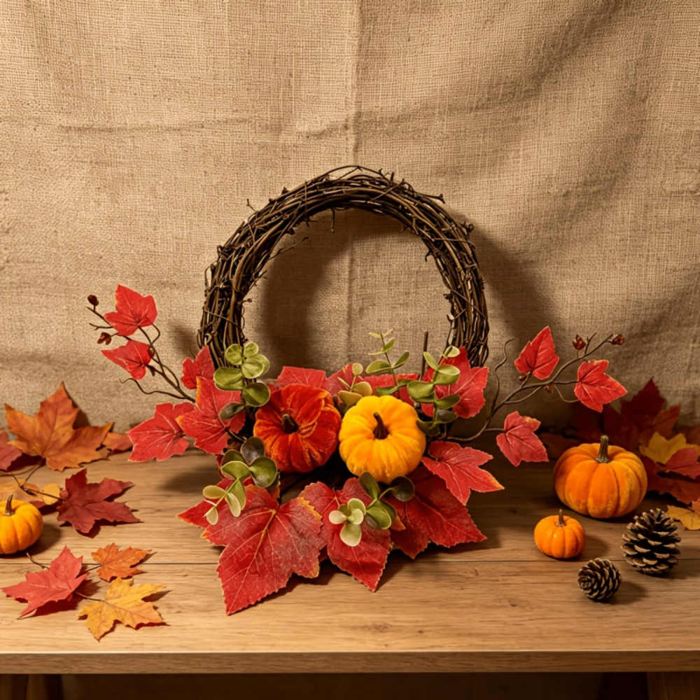 1pc Autumn Faux Red Maple Leaf - Eucalyptus Preserved 评论和价格