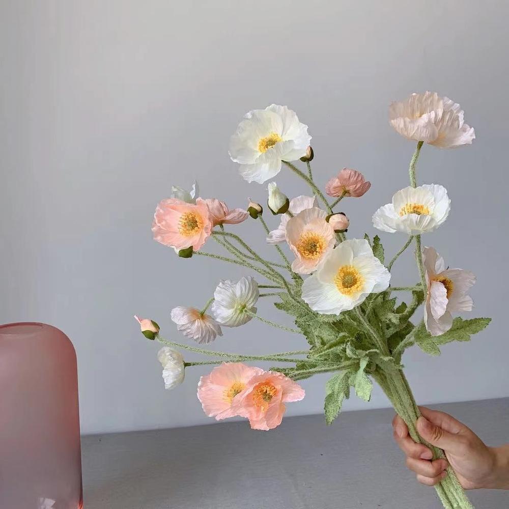 Fake Poppy Silk Flowers Long S - Florist Supply Bulk 评论和价格