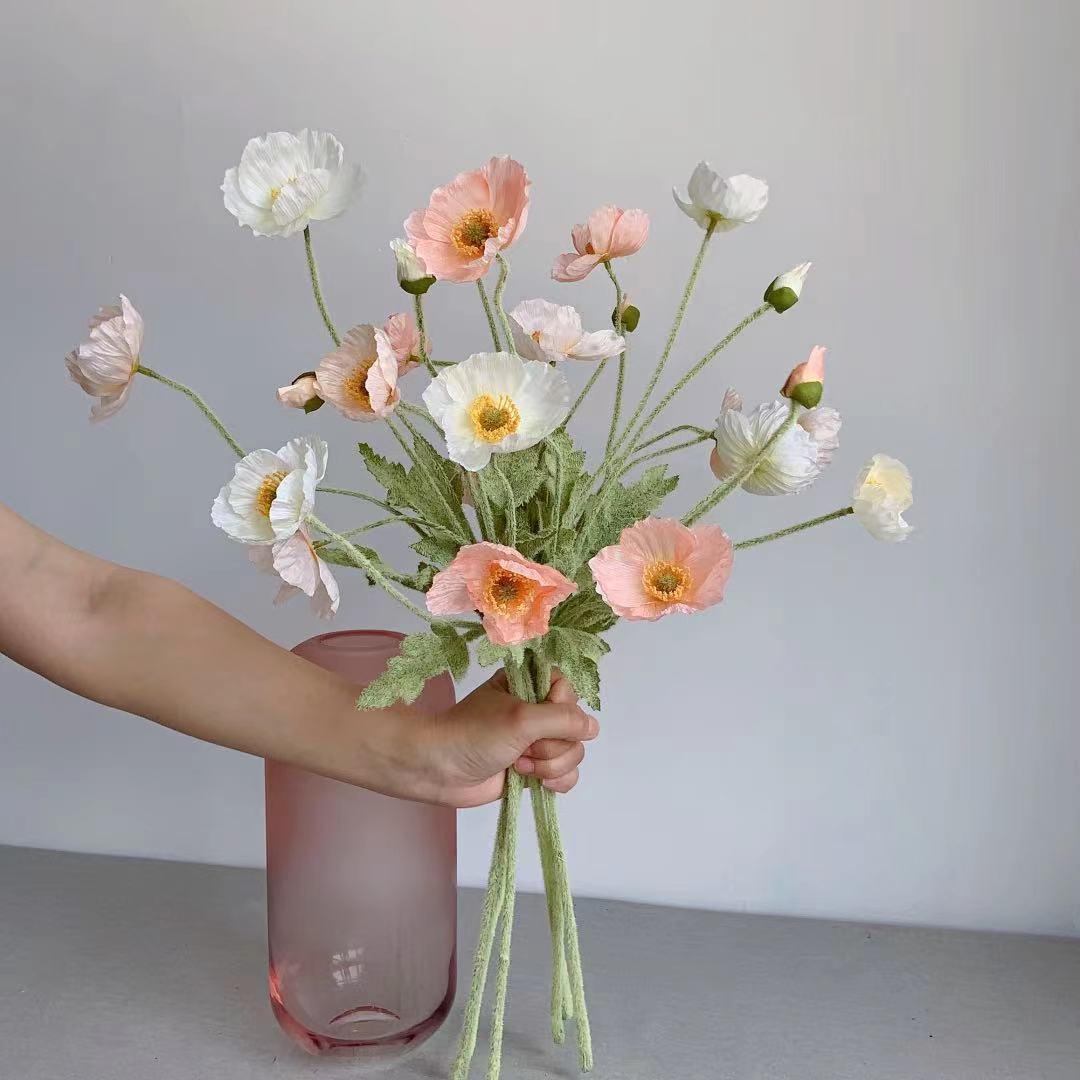 Fake Poppy Silk Flowers Long S - Florist Supply Bulk 评论和价格